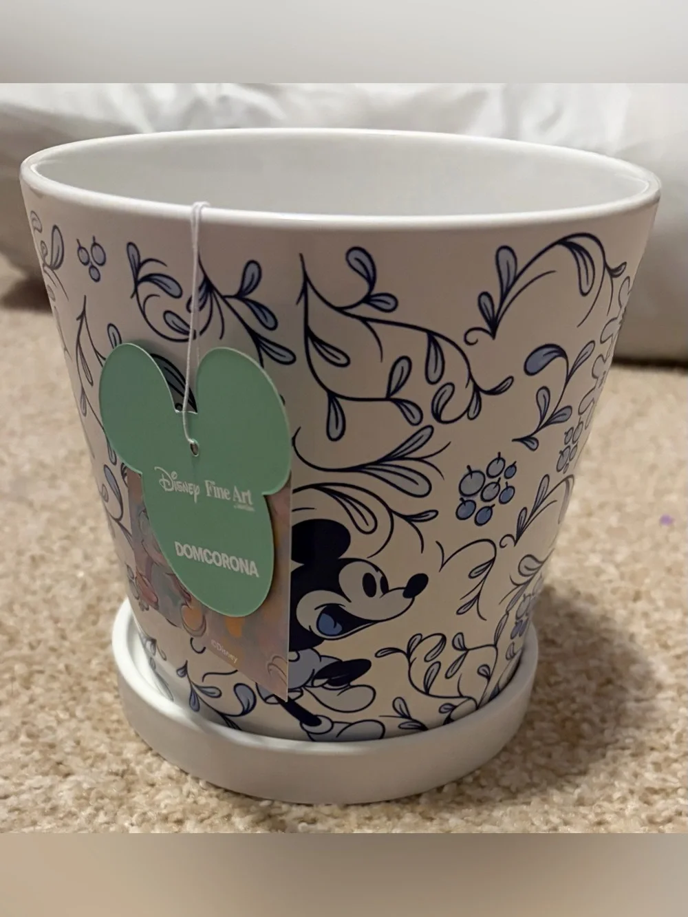 Disney Mickey Mouse Ceramic Floral Flower Pot NWT